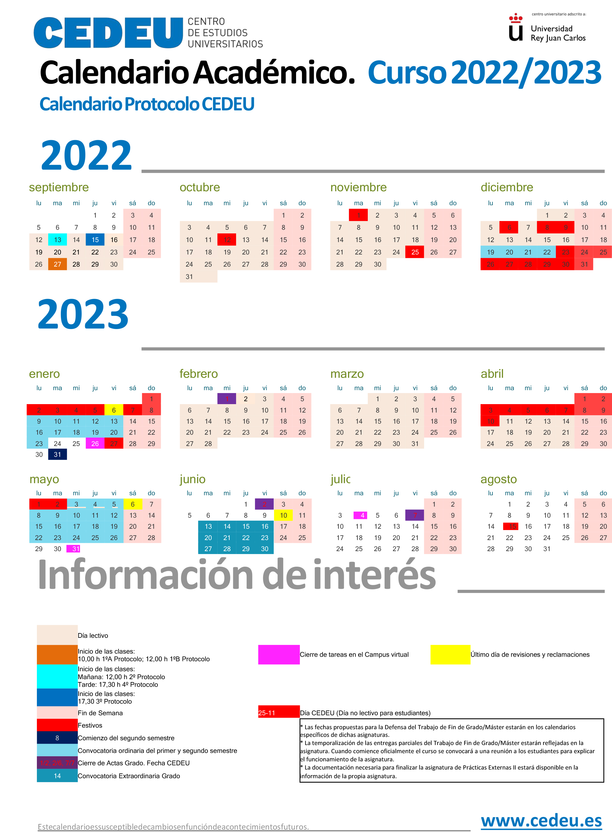 Calendario Académico Cedeu 20222023 Centro De Estudios